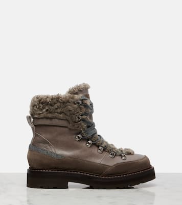 Shearling-lined leather ankle boots  | Brunello Cucinelli