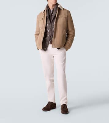 Jacke aus Veloursleder mit Shearling | Brunello Cucinelli