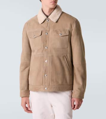 Jacke aus Veloursleder mit Shearling | Brunello Cucinelli
