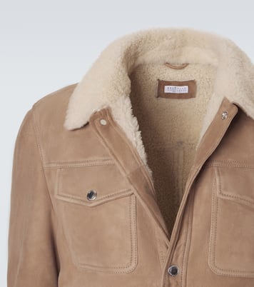Jacke aus Veloursleder mit Shearling | Brunello Cucinelli