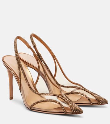 Diana 95 leather-trimmed PU slingback pumps | Gianvito Rossi
