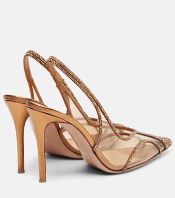 Diana 95 leather-trimmed PU slingback pumps | Gianvito Rossi