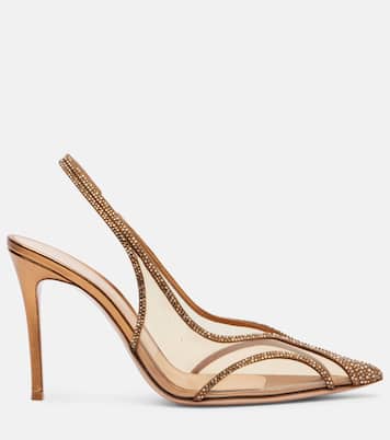 Diana 95 leather-trimmed PU slingback pumps | Gianvito Rossi
