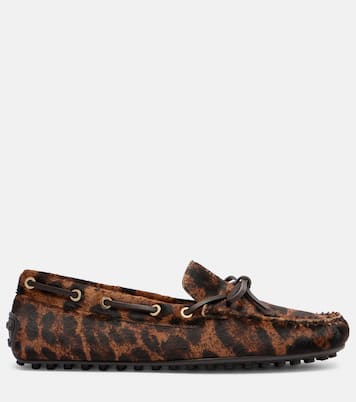 Gommino leopard-print calf hair boat shoes | Tod's