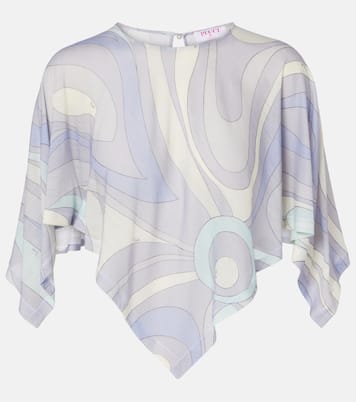 Crop top asimétrico Orchidee en mezcla de lana | Pucci