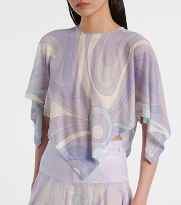 Crop top asimétrico Orchidee en mezcla de lana | Pucci