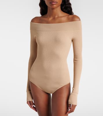 ليوتار من نسيج بحبكة مضلّعة وأكتاف مكشوفة | Alaïa