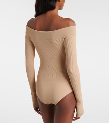 ليوتار من نسيج بحبكة مضلّعة وأكتاف مكشوفة | Alaïa