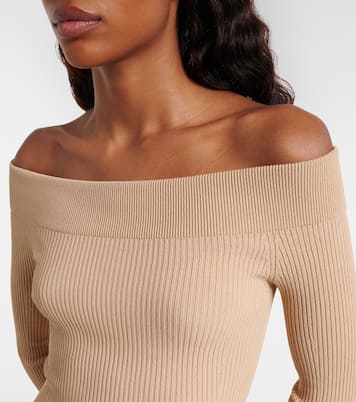 ليوتار من نسيج بحبكة مضلّعة وأكتاف مكشوفة | Alaïa