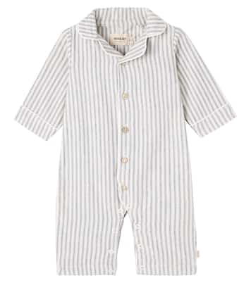 Baby Lennie striped cotton onesie | Wheat