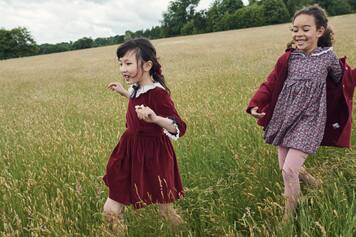 Kleid Eva aus Baumwollsamt mit Spitze | La Coqueta