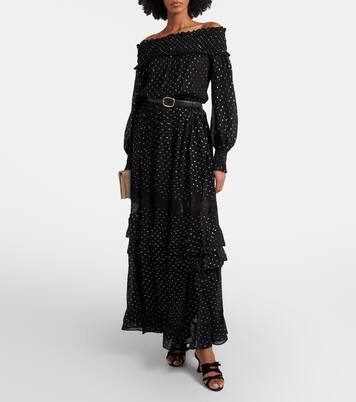 Jupe longue à pois et dentelle | Self-Portrait