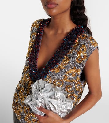 Clutch aus Metallic-Leder | Dries Van Noten