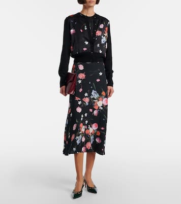 Floral crêpe midi skirt | Erdem
