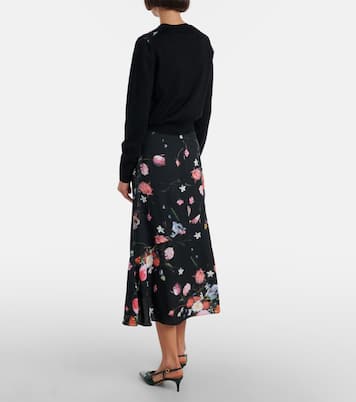 Floral crêpe midi skirt | Erdem