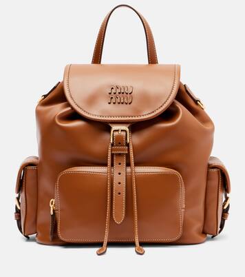 Logo leather backpack | Miu Miu