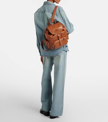 Logo leather backpack | Miu Miu