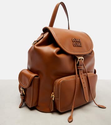 Logo leather backpack | Miu Miu