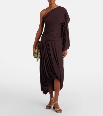 Gabri draped one-shoulder jersey midi dress | Proenza Schouler