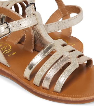 Sandalen Plagette New aus Leder mit Glitter | Pom d'Api
