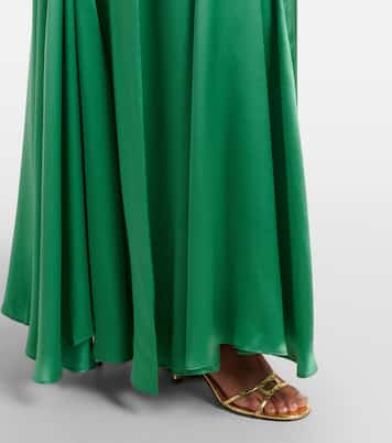 Embroidered pleated silk satin gown | Xu Zhi