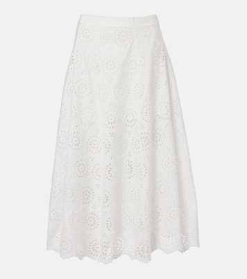 The Deco broderie anglaise cotton midi skirt | Frame