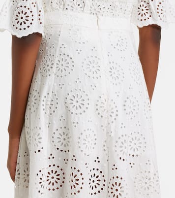 The Deco broderie anglaise cotton midi skirt | Frame