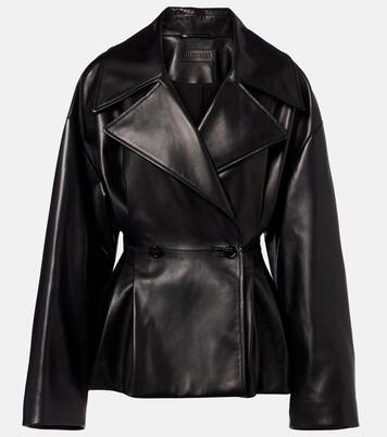 Double-breasted leather jacket | Balenciaga