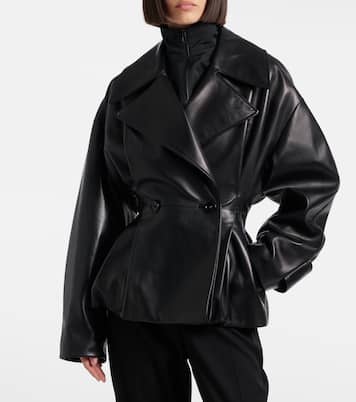 Double-breasted leather jacket | Balenciaga