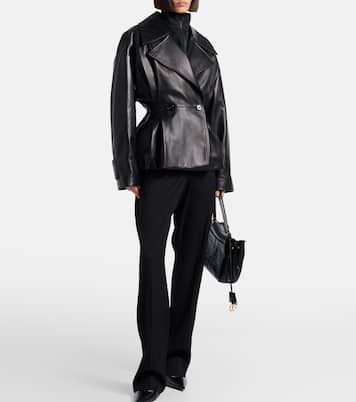 Double-breasted leather jacket | Balenciaga