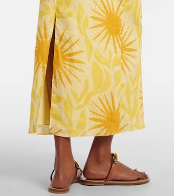 Robe midi Orly en lin imprimée | Cala de la Cruz