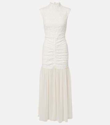 Ruched lace-trimmed maxi dress | Rotate