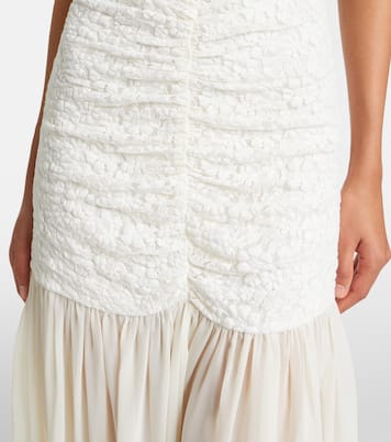 Ruched lace-trimmed maxi dress | Rotate