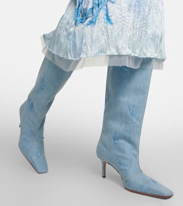 Distressed denim knee-high boots | Acne Studios