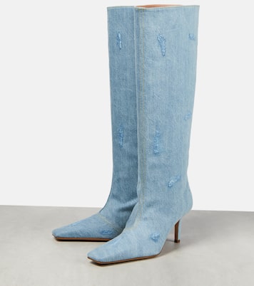 Distressed denim knee-high boots | Acne Studios