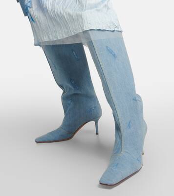 Distressed denim knee-high boots | Acne Studios