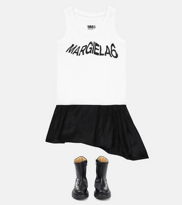 Logo jersey and satin dress | MM6 Maison Margiela Kids