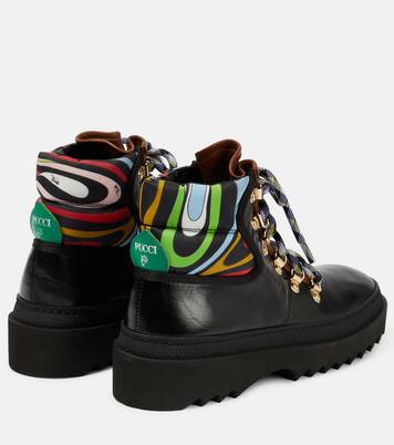 x Fusalp印花皮革及踝靴 | Pucci