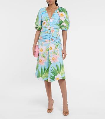 Robe midi imprimée en coton mélangé | Carolina Herrera