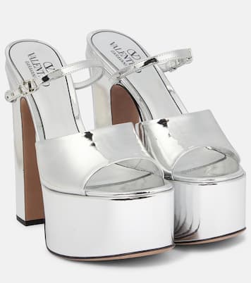 Plateausandalen Tan-Go 155 aus Metallic-Leder | Valentino Garavani