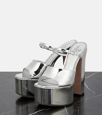 Plateausandalen Tan-Go 155 aus Metallic-Leder | Valentino Garavani