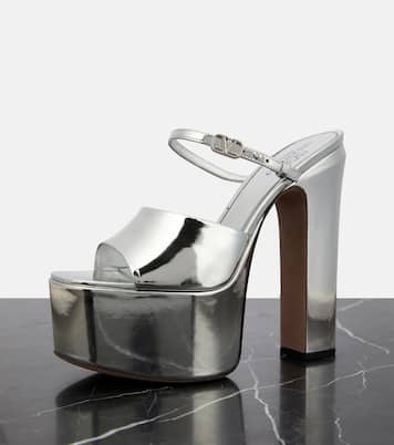 Plateausandalen Tan-Go 155 aus Metallic-Leder | Valentino Garavani