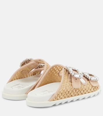 Verzierte Sandalen Slidy Viv’ aus Raffiabast | Roger Vivier
