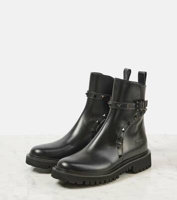 Ankle Boots Rockstud aus Leder | Valentino Garavani