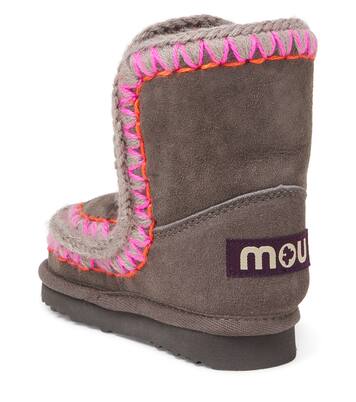 Embroidered shearling-lined suede boots | Mou Kids