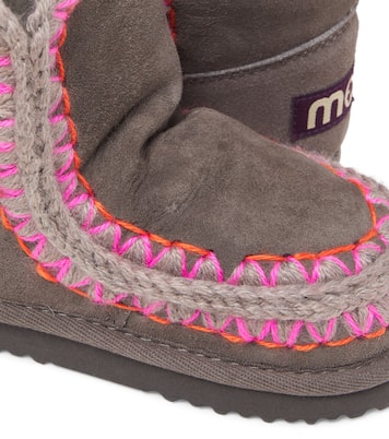 Embroidered shearling-lined suede boots | Mou Kids