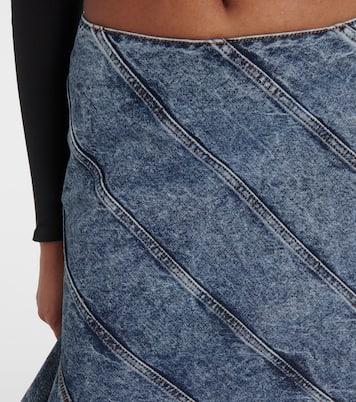 Falda midi Spiral de denim asimétrica | Alaïa