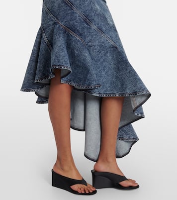 Falda midi Spiral de denim asimétrica | Alaïa