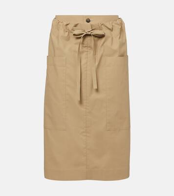 Tie-detail coated cotton midi skirt | Tod's