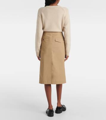 Tie-detail coated cotton midi skirt | Tod's